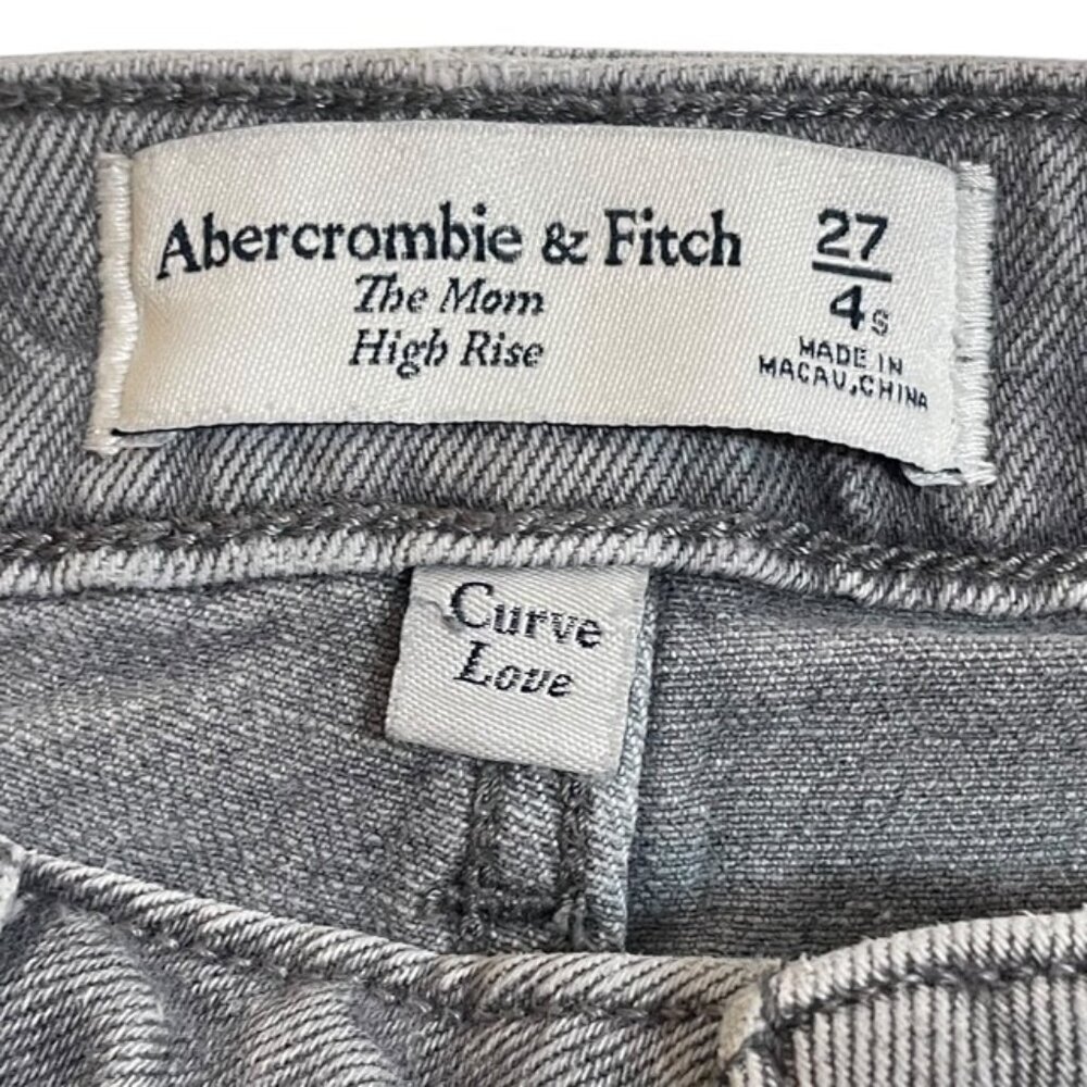 ABERCROMBIE & FITCH Curve Love High-Rise Mom Jean Gray Wash - Size 27 - Picture 7 of 9